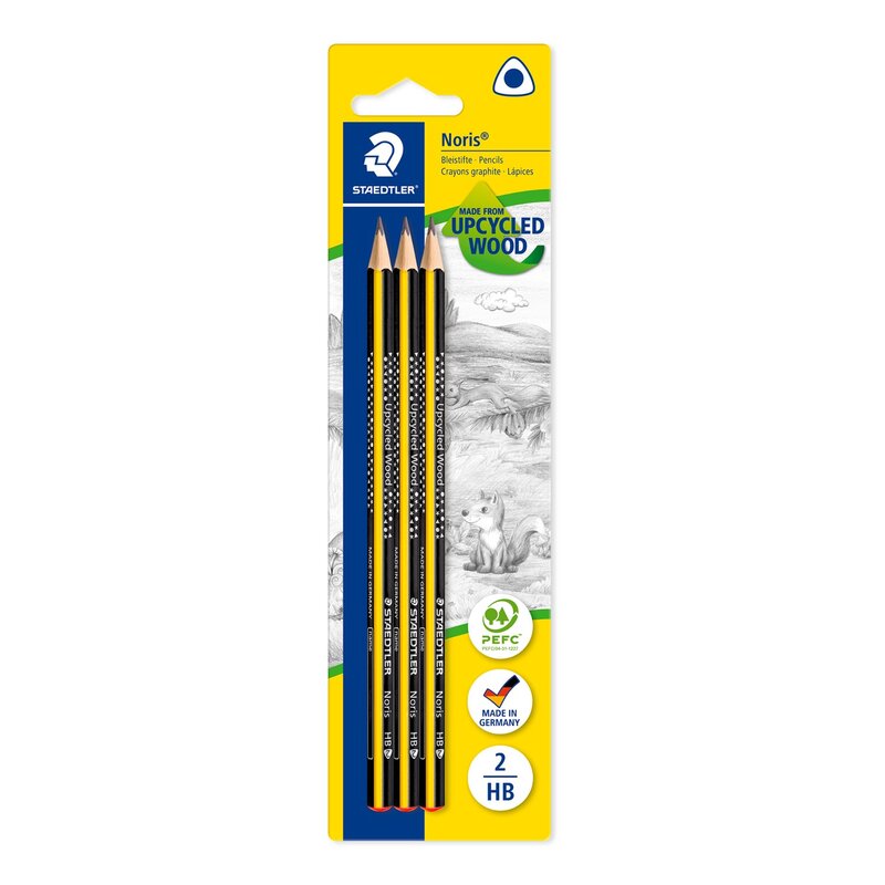 Grafitpenna i ergonomisk triangulär form, 3 styck i förpackning
