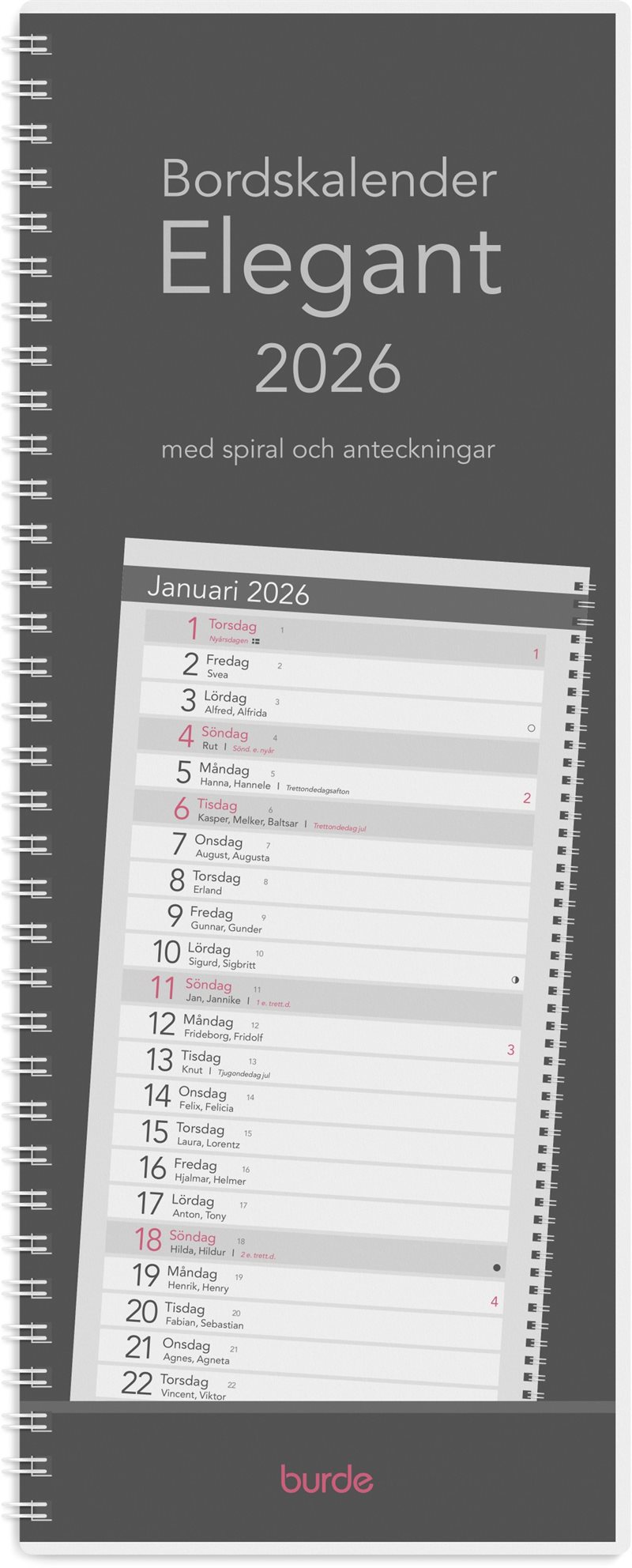 Kalender 2026 Bordskalender Elegant spiral
