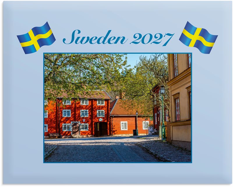 Väggkalender Sweden 2027 med kuvert