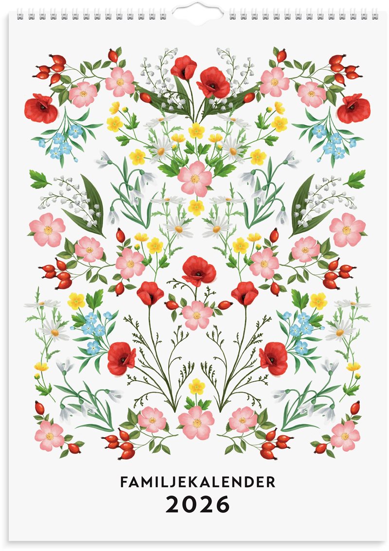Familjekalender 2026 Illustrerad blomster