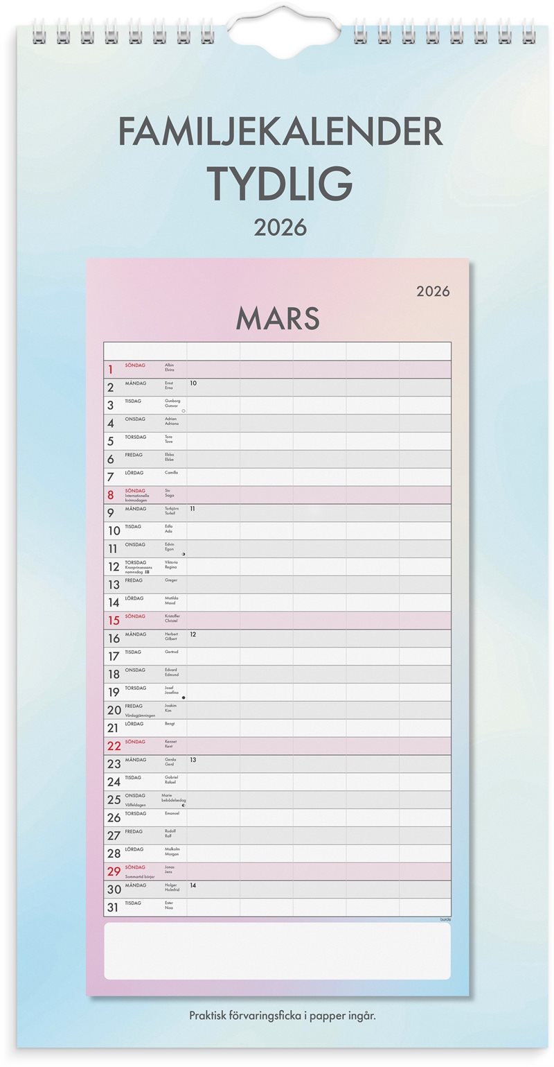 Familjekalender 2026 Tydlig