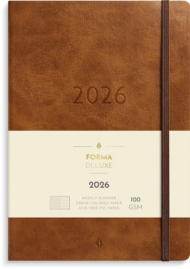 Kalender 2026 Stor Veckokalender Forma Deluxe brun