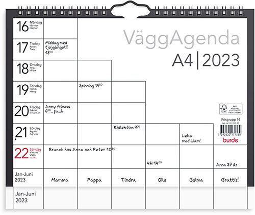 Väggkalender 2023 Väggagenda A4