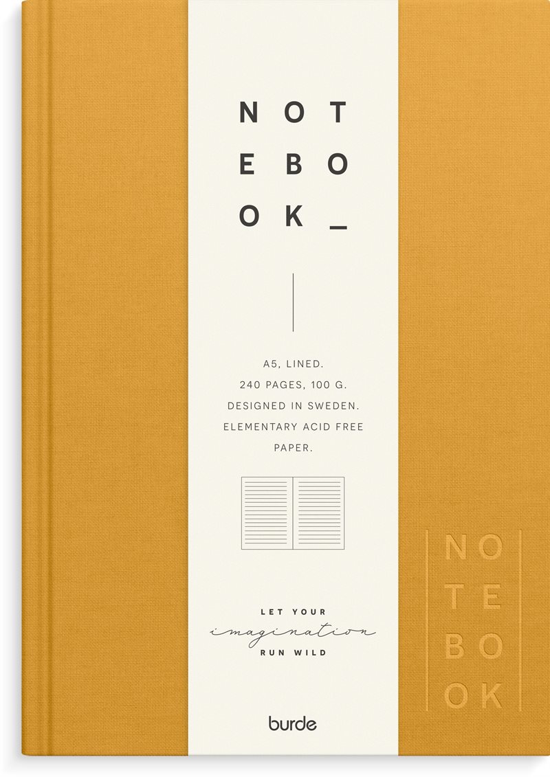 Anteckningsbok - Notebook - Textile mustard lined A5
