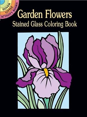 Garden flowers stained glass coloring book
