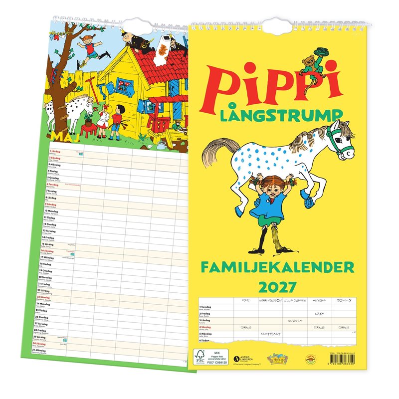 Familjekalender 2027 - Pippi Långstrump