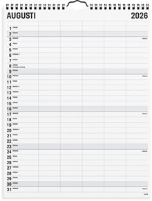 Familjekalender 2026 Black and white 5 kolumner