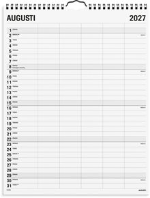 Familjekalender 2027 Black and white 5 kolumner