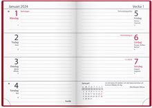 Kalender 2024 Lilla Fickdagboken rött konstläder